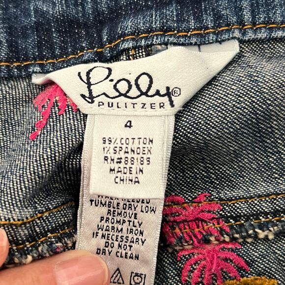 SOLD Vintage Embroidered Palm Tree Straight Leg Jean Blue Womens Size 4 - Picture 5 of 9